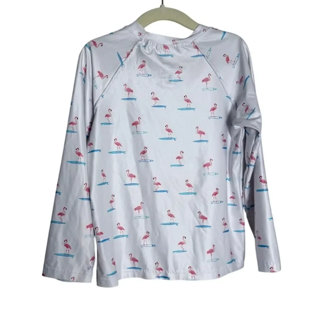 Kenny Flowers Flamingo Rash Gaurd Kids Sz. 9/10